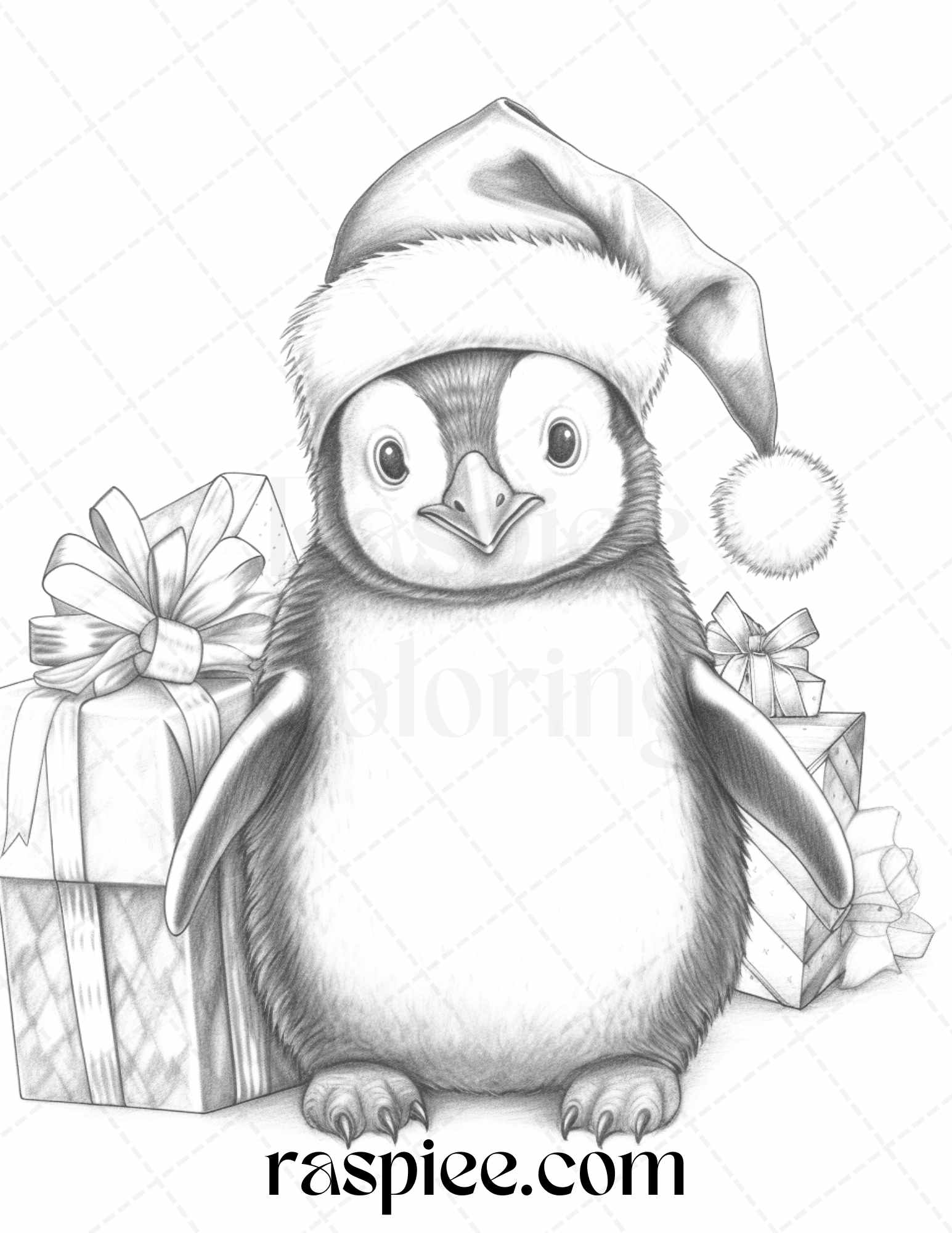 70 Christmas Animals Grayscale Coloring Pages Printable for Adults, PDF File Instant Download - Raspiee Coloring