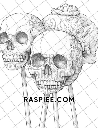 Spooky Desserts Halloween Adult Coloring Pages Printable PDF