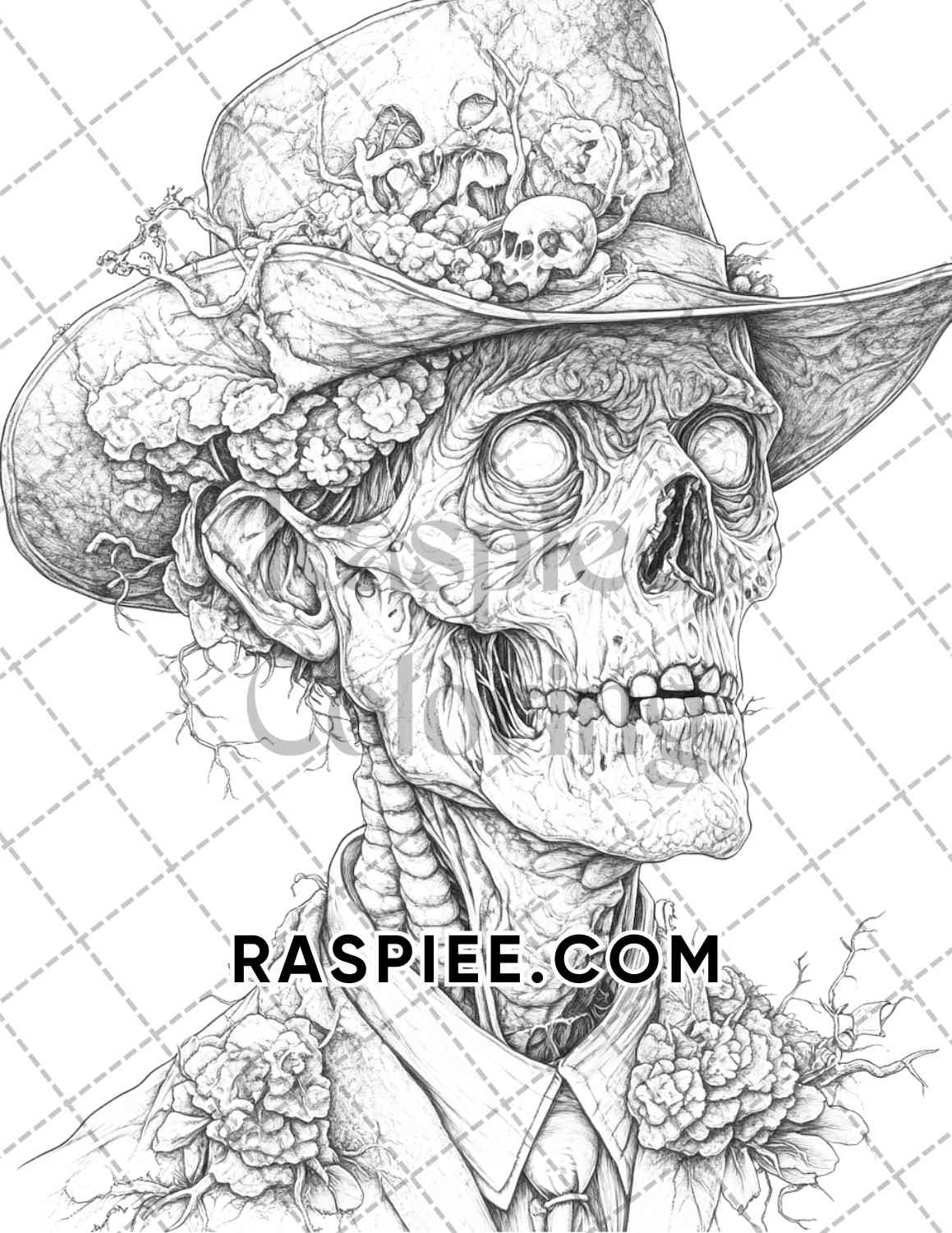 Victorian Zombies Halloween Adult Coloring Pages Printable PDF