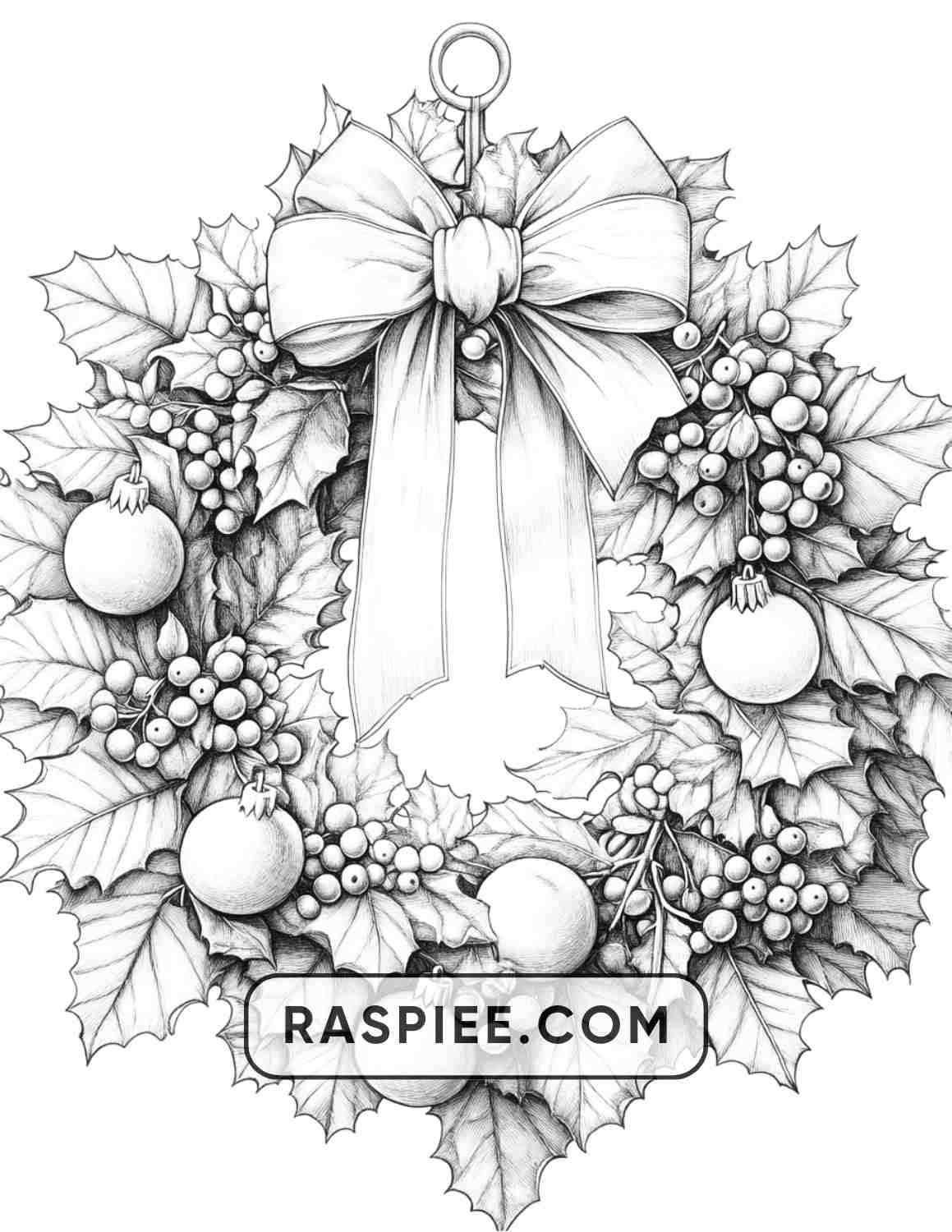 72 Christmas Wreaths Adult Coloring Pages - RASPIEE