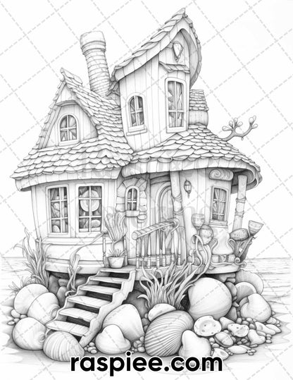 adult coloring pages, adult coloring sheets, adult coloring book pdf, adult coloring book printable, grayscale coloring pages, grayscale coloring books, fantasy coloring pages for adults, fantasy coloring book pdf, seashell house coloring pages, architecture coloring pages