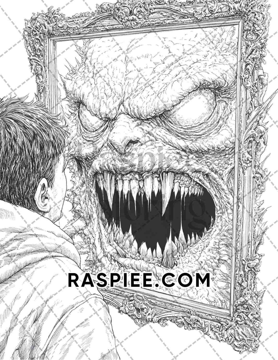 Nightmarish Creatures Halloween Adult Coloring Pages Printable PDF Instant Download