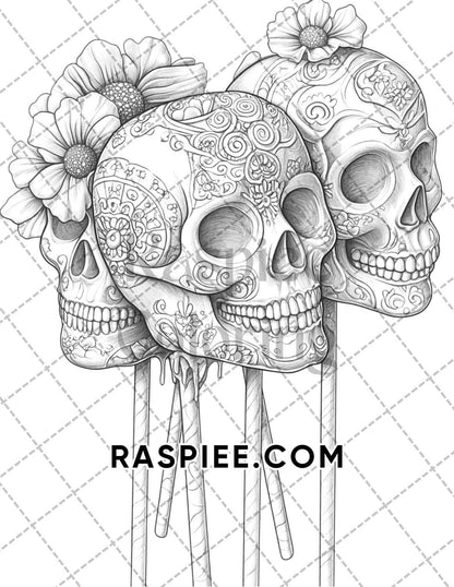 Spooky Desserts Halloween Adult Coloring Pages Printable PDF