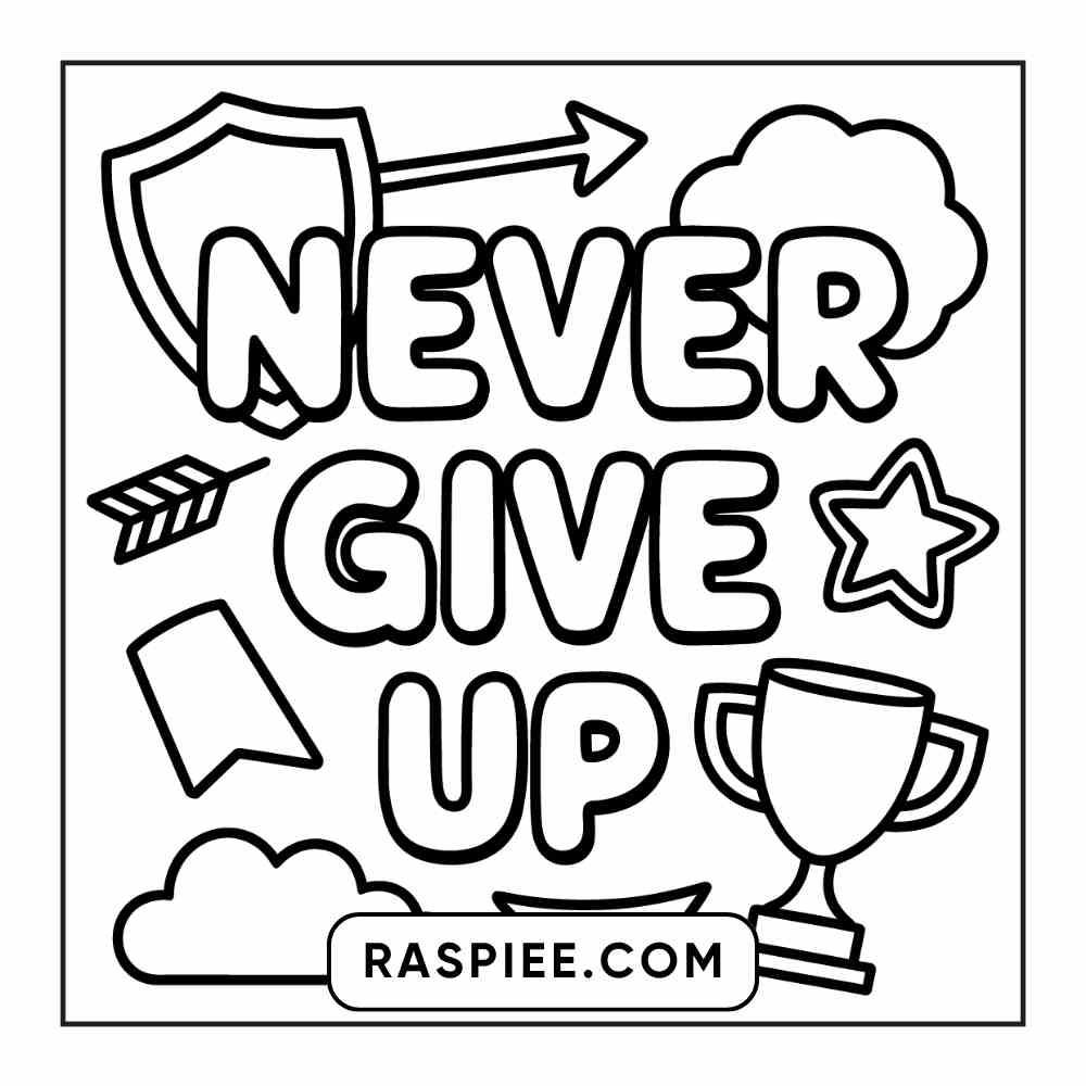 78 Bold and Easy Inspirational Words Coloring Pages Printable PDF Instant Download - RASPIEE