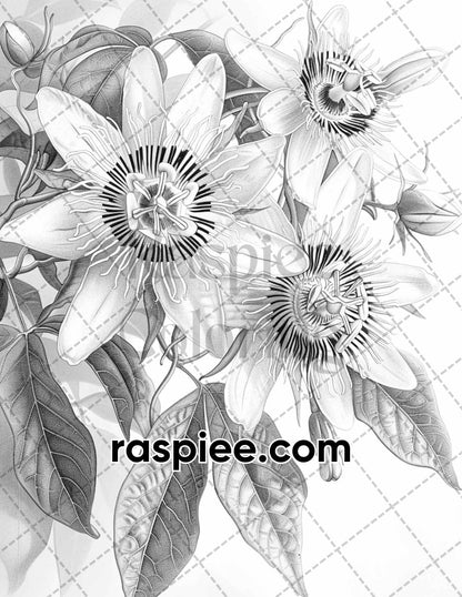 adult coloring pages, adult coloring sheets, adult coloring book pdf, adult coloring book printable, grayscale coloring pages, grayscale coloring books, grayscale illustration, tropical flowers adult coloring pages, tropical flowers adult coloring book