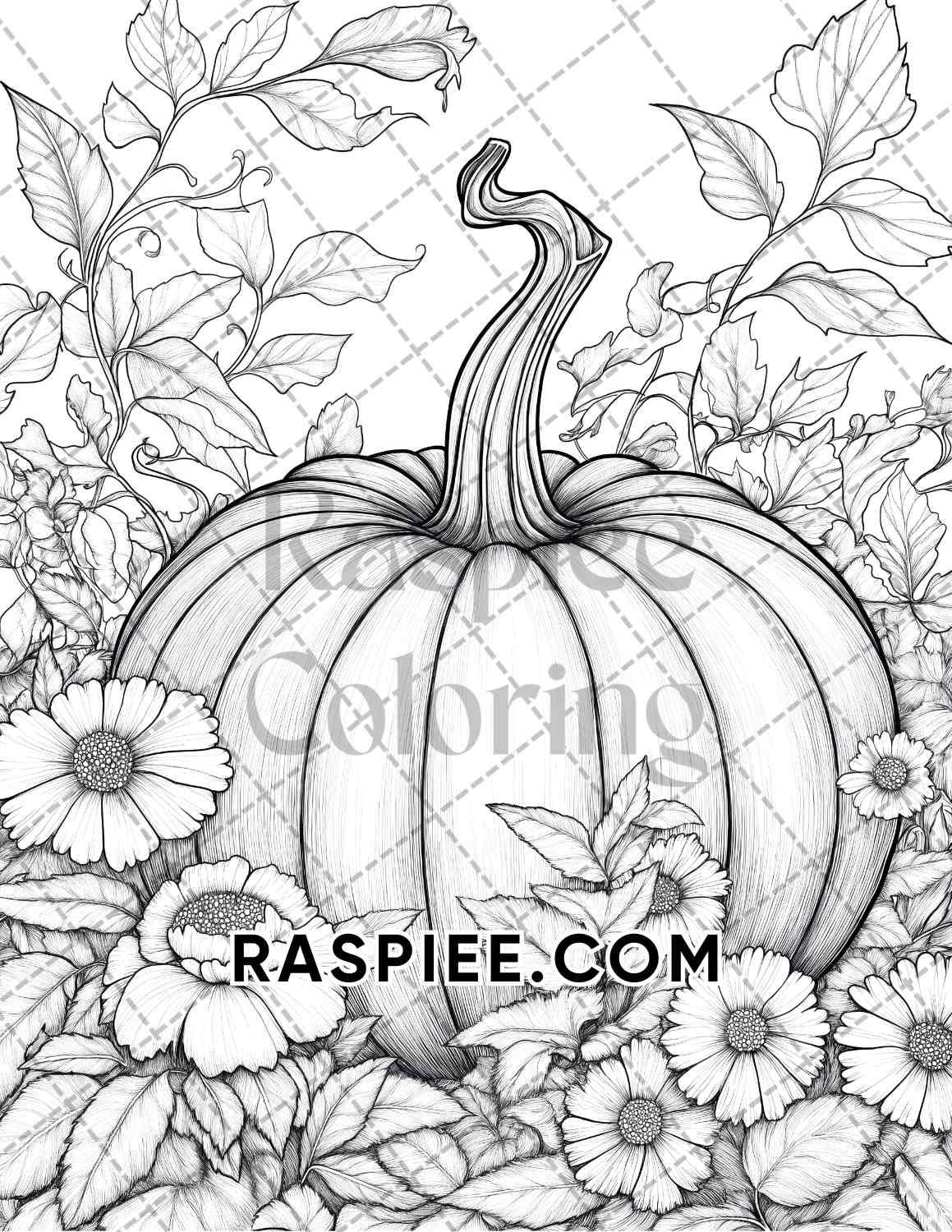 Fall Flowers Adult Coloring Pages Printable PDF Instant Download - RASPIEE