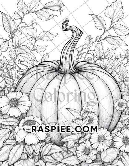 Fall Flowers Adult Coloring Pages Printable PDF Instant Download - RASPIEE