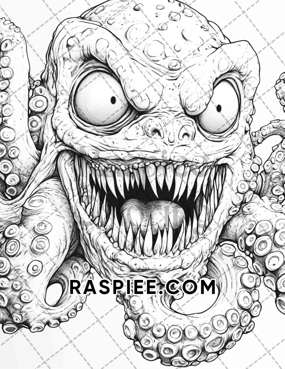 Horror Demons Halloween Adult Coloring Pages Printable PDF Instant Download