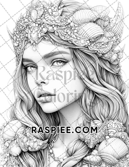 Enchanted Witches Adult Coloring Pages Printable PDF Instant Download - RASPIEE