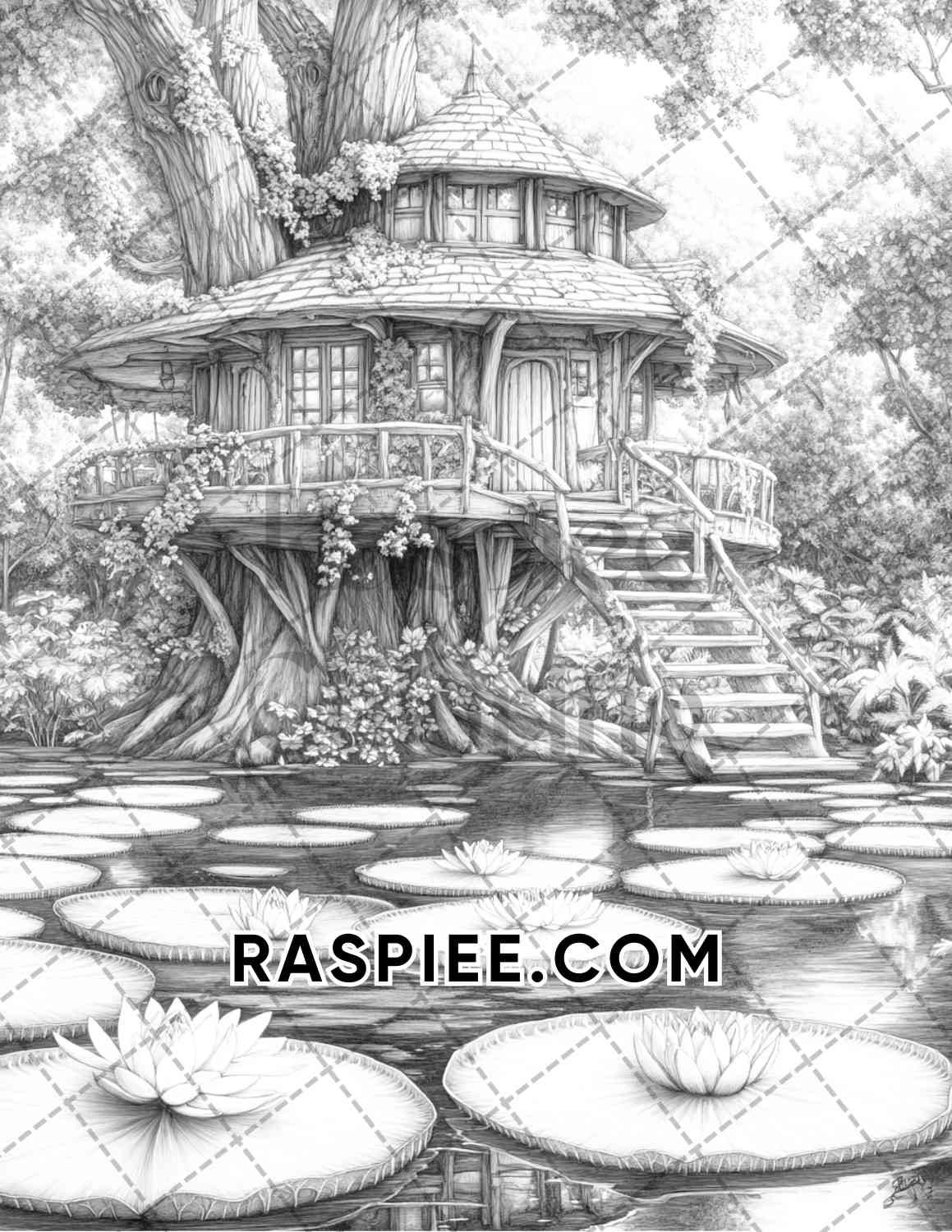 Fantasy Flower Houses Adult Coloring Pages Printable PDF Instant Download