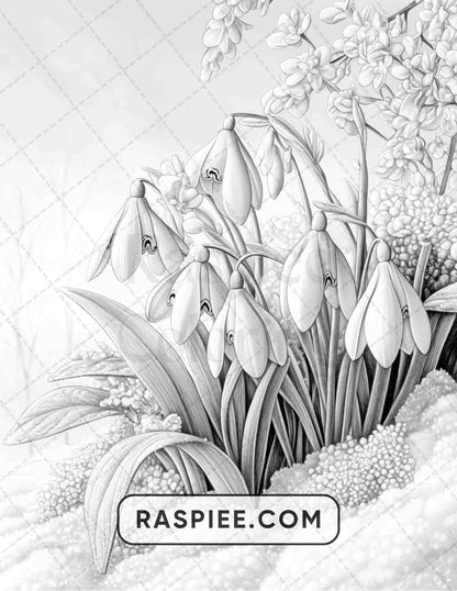 77 Winter Flowers Adult Coloring Pages