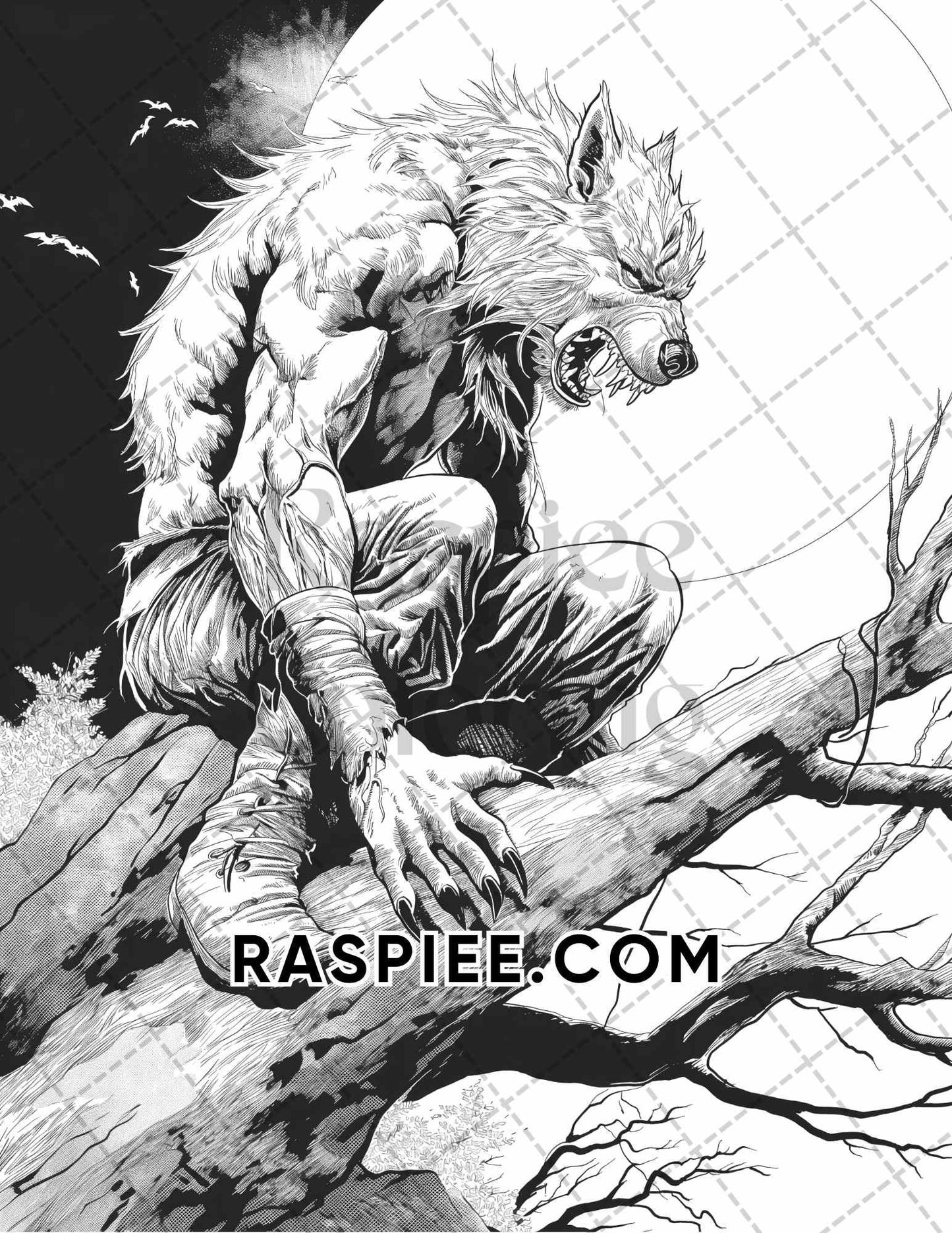 50 Spooky Monsters Halloween Adult Coloring Pages Printable PDF Instant Download - RASPIEE