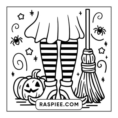 100 Bold and Easy Cute Halloween Coloring Pages Printable PDF Instant Download - RASPIEE