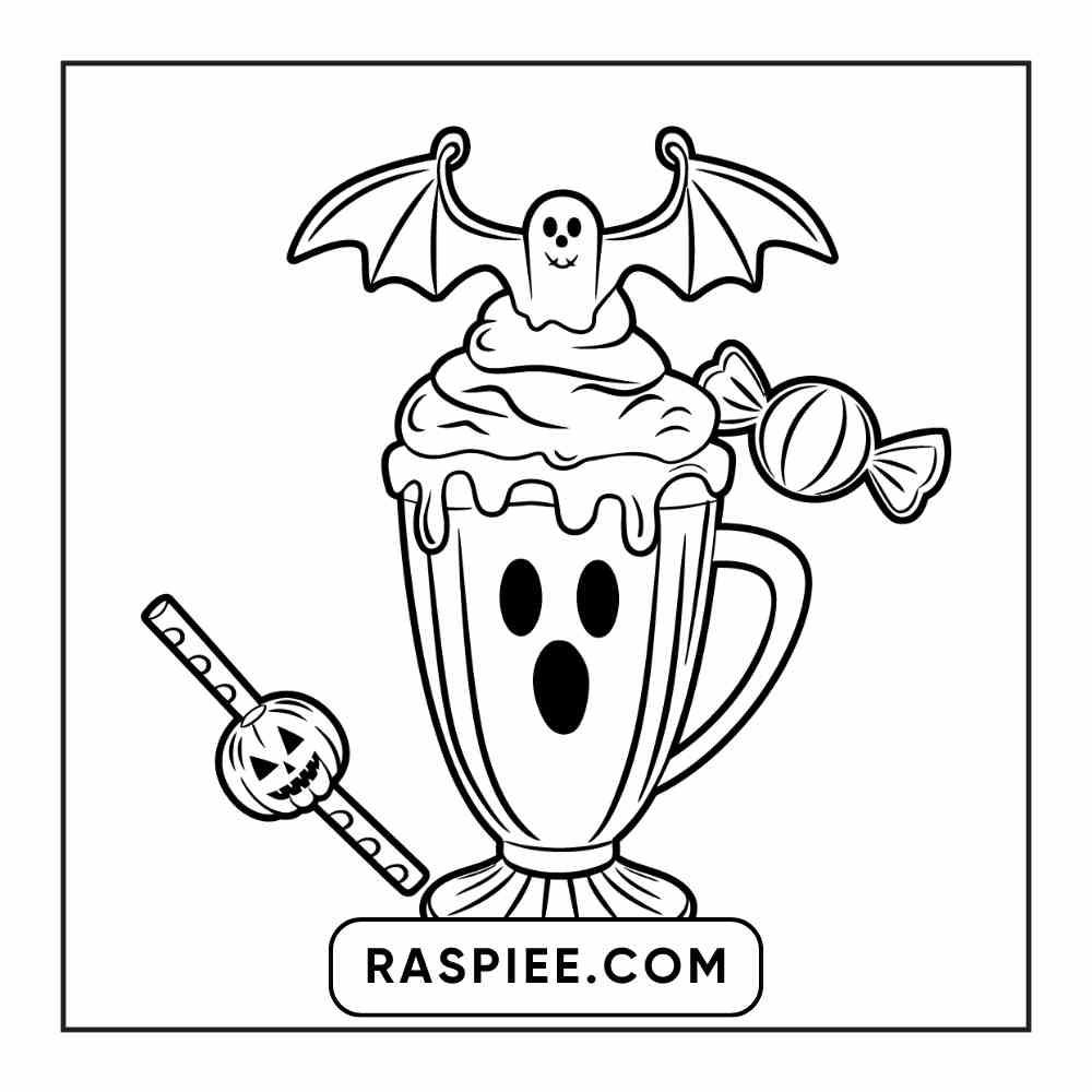 100 Bold Easy Spooky Food & Drinks Coloring Pages Printable PDF Instant Download - RASPIEE