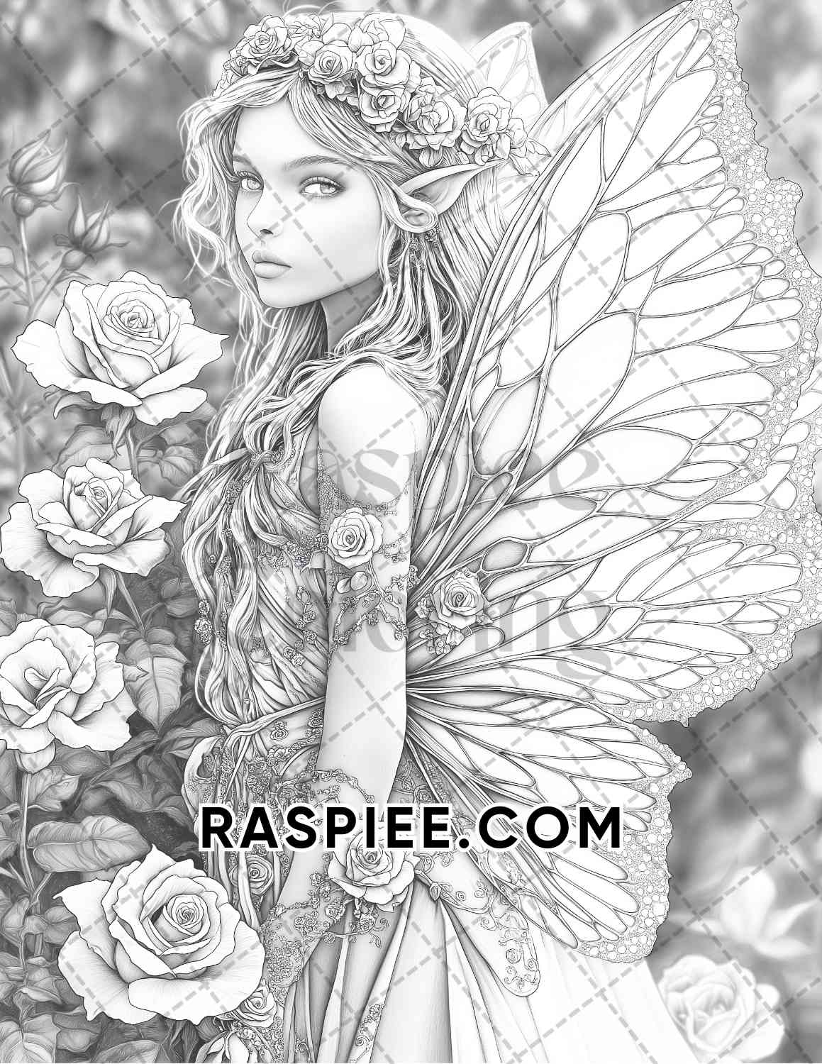 Fairy Beauties Portrait Adult Coloring Pages Printable PDF Instant Download