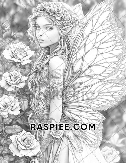 Fairy Beauties Portrait Adult Coloring Pages Printable PDF Instant Download