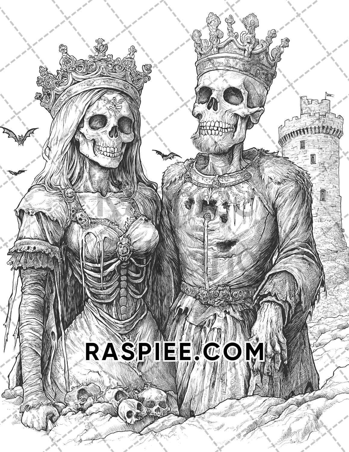 Scary Zombies Halloween Adult Coloring Pages Printable PDF Instant Download