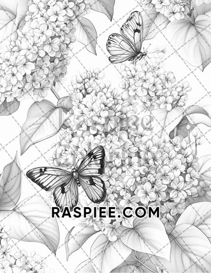 Seasonal Flowers Adult Coloring Pages Printable PDF Instant Download