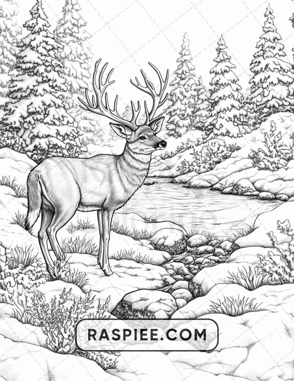 82 Winter Landscapes Adult Coloring Pages - RASPIEE