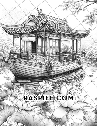 Fantasy Flower Houses Adult Coloring Pages Printable PDF Instant Download