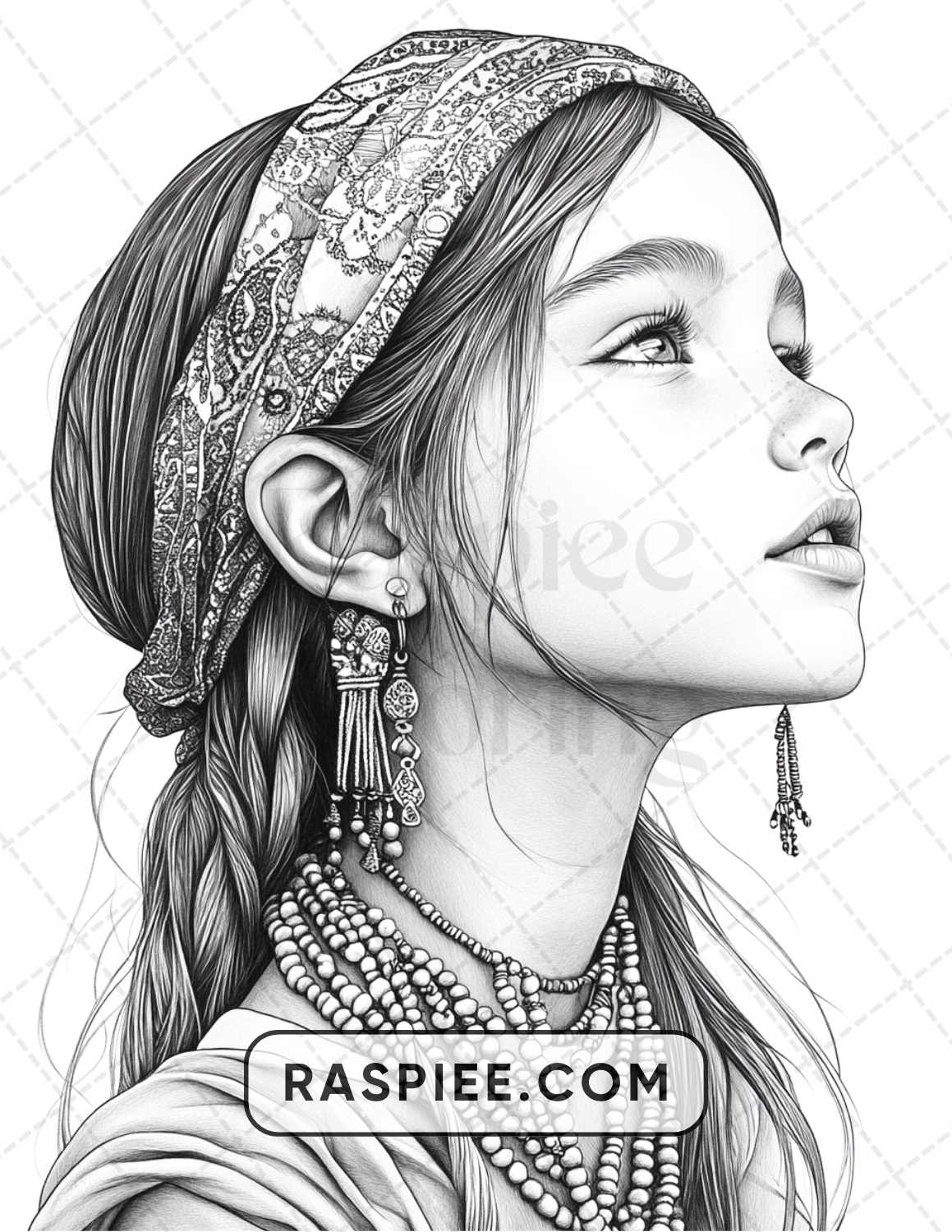 88 Bohemian Little Girls Portrait Adult Coloring Pages