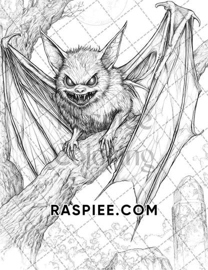 Horror Animals Halloween Adult Coloring Pages Printable PDF Instant Download