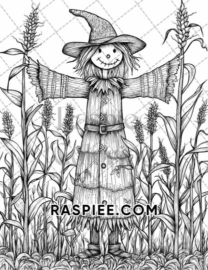 Autumn Charm Adult Coloring Pages Printable PDF Instant Download - RASPIEE