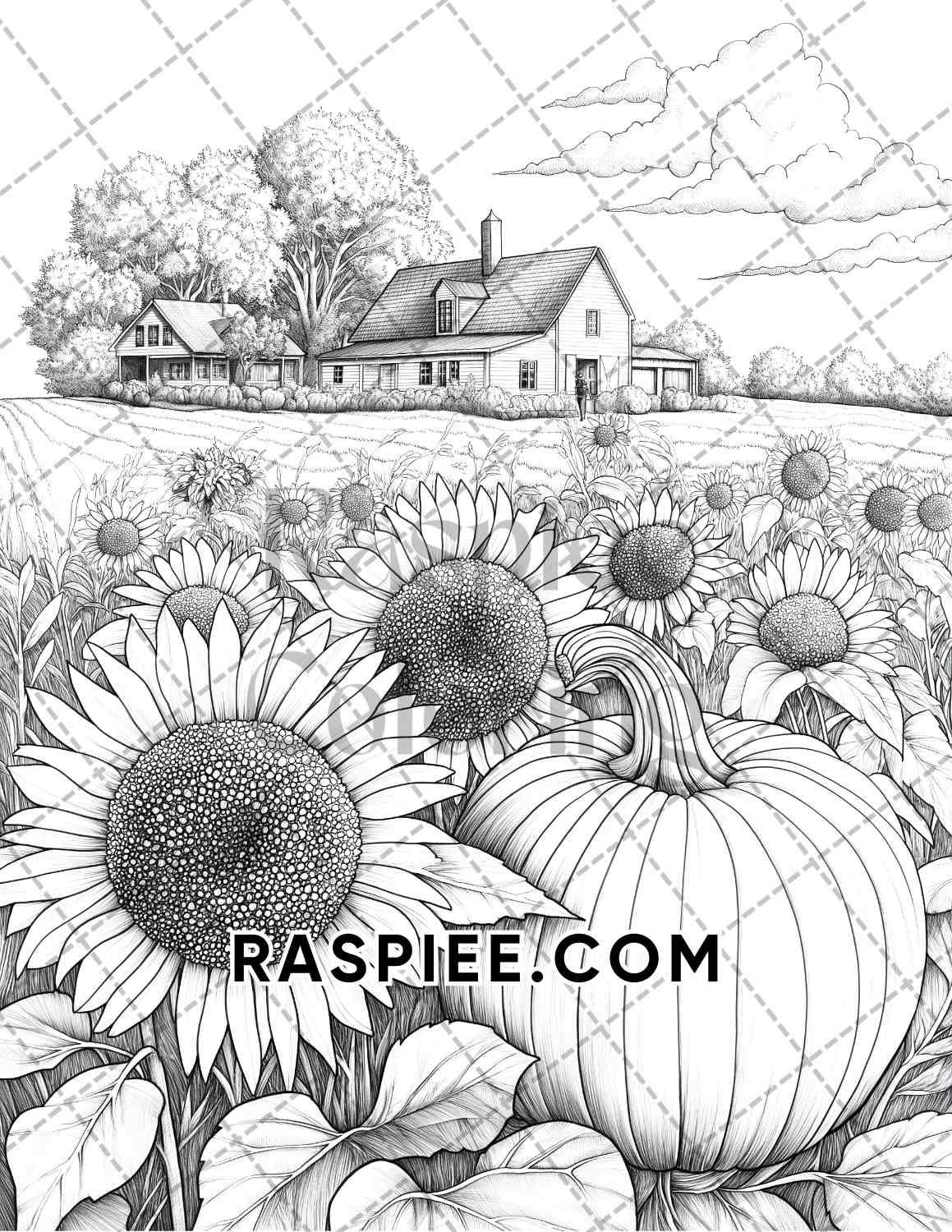 Fall Flowers Adult Coloring Pages Printable PDF Instant Download - RASPIEE