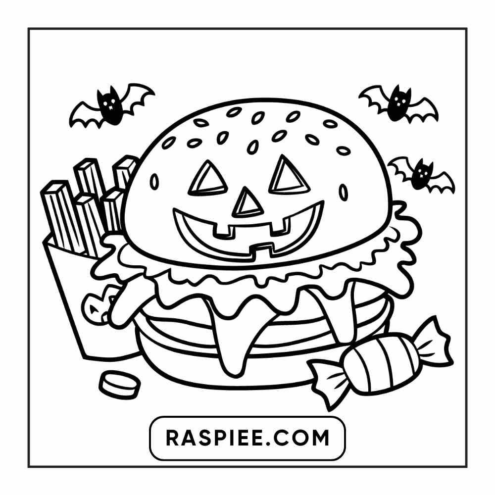 100 Bold Easy Spooky Food & Drinks Coloring Pages Printable PDF Instant Download - RASPIEE