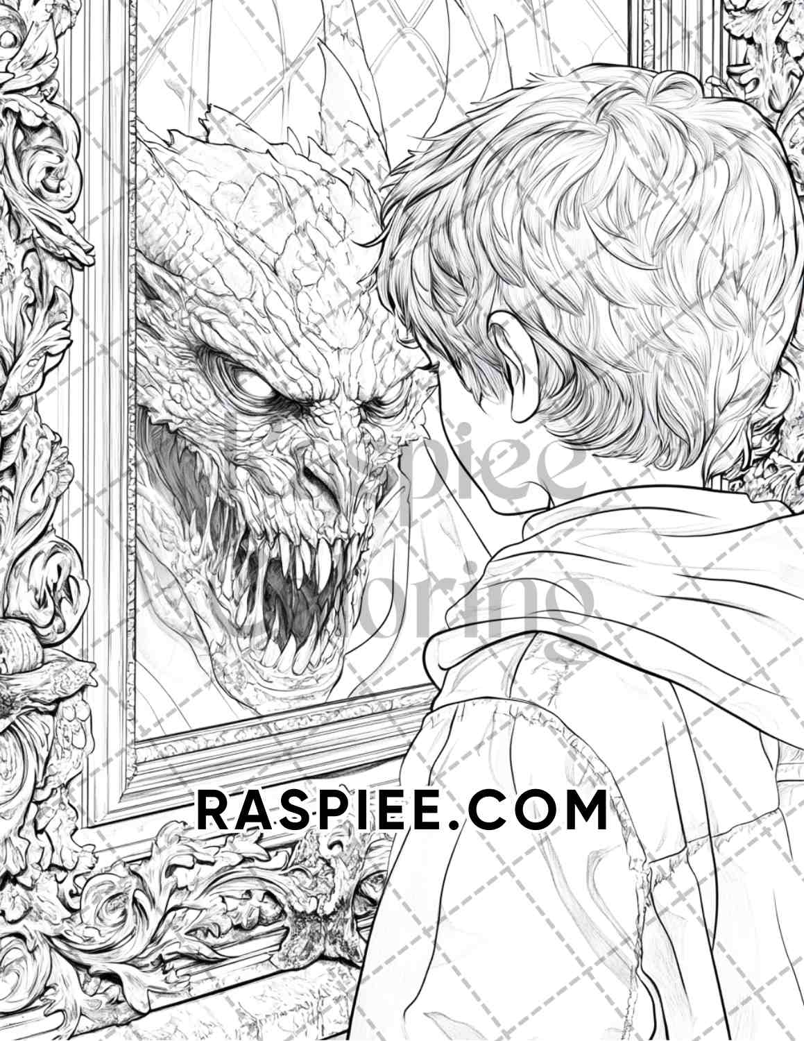 Nightmarish Creatures Halloween Adult Coloring Pages Printable PDF Instant Download