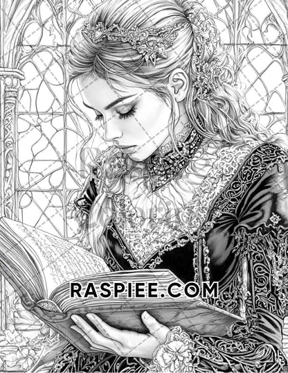 Enchanted Witches Adult Coloring Pages Printable PDF Instant Download - RASPIEE