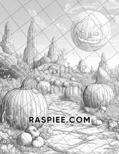 Halloween Surreal Adult Coloring Pages Printable PDF Instant Download - RASPIEE