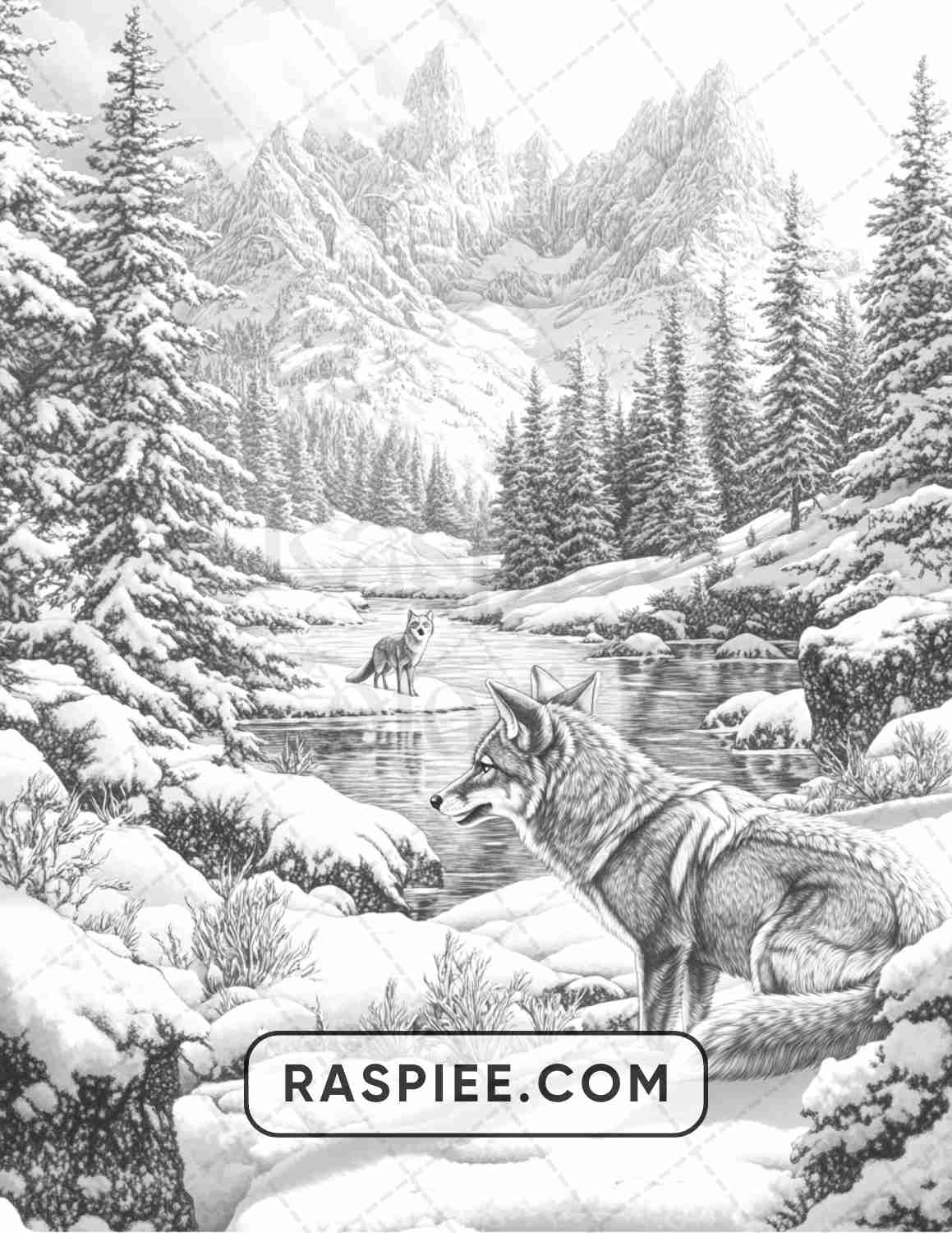 82 Winter Landscapes Adult Coloring Pages - RASPIEE