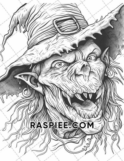 50 Spooky Monsters Halloween Adult Coloring Pages Printable PDF Instant Download