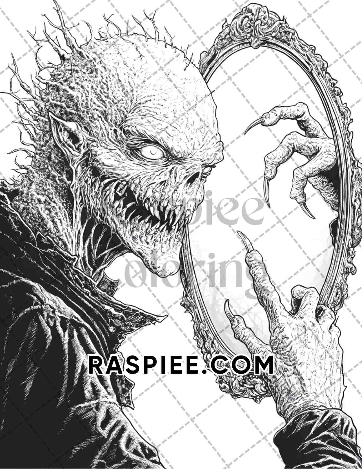 Nightmarish Creatures Halloween Adult Coloring Pages Printable PDF Instant Download