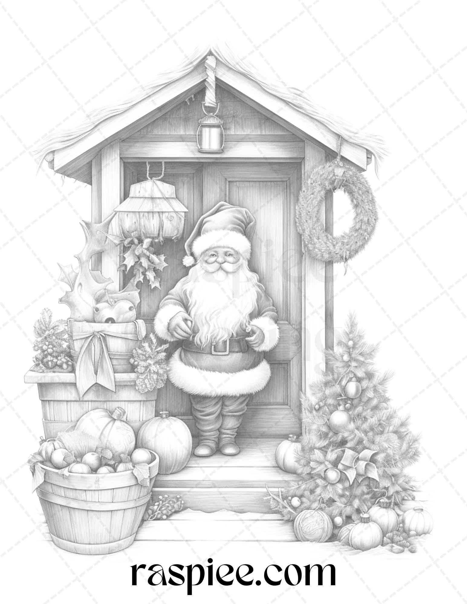 90 Merry Christmas Grayscale Coloring Pages Printable for Adults, PDF – RASPIEE 90-merry-christmas-grayscale-coloring-pages-printable-for-adults-pdf-raspiee