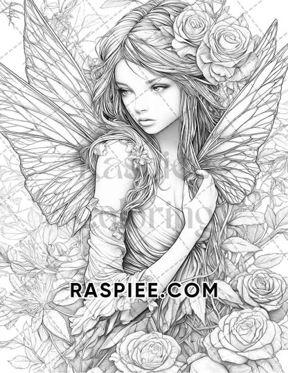 Fairy Beauties Portrait Adult Coloring Pages Printable PDF Instant Download