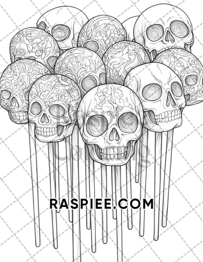 Spooky Desserts Halloween Adult Coloring Pages Printable PDF