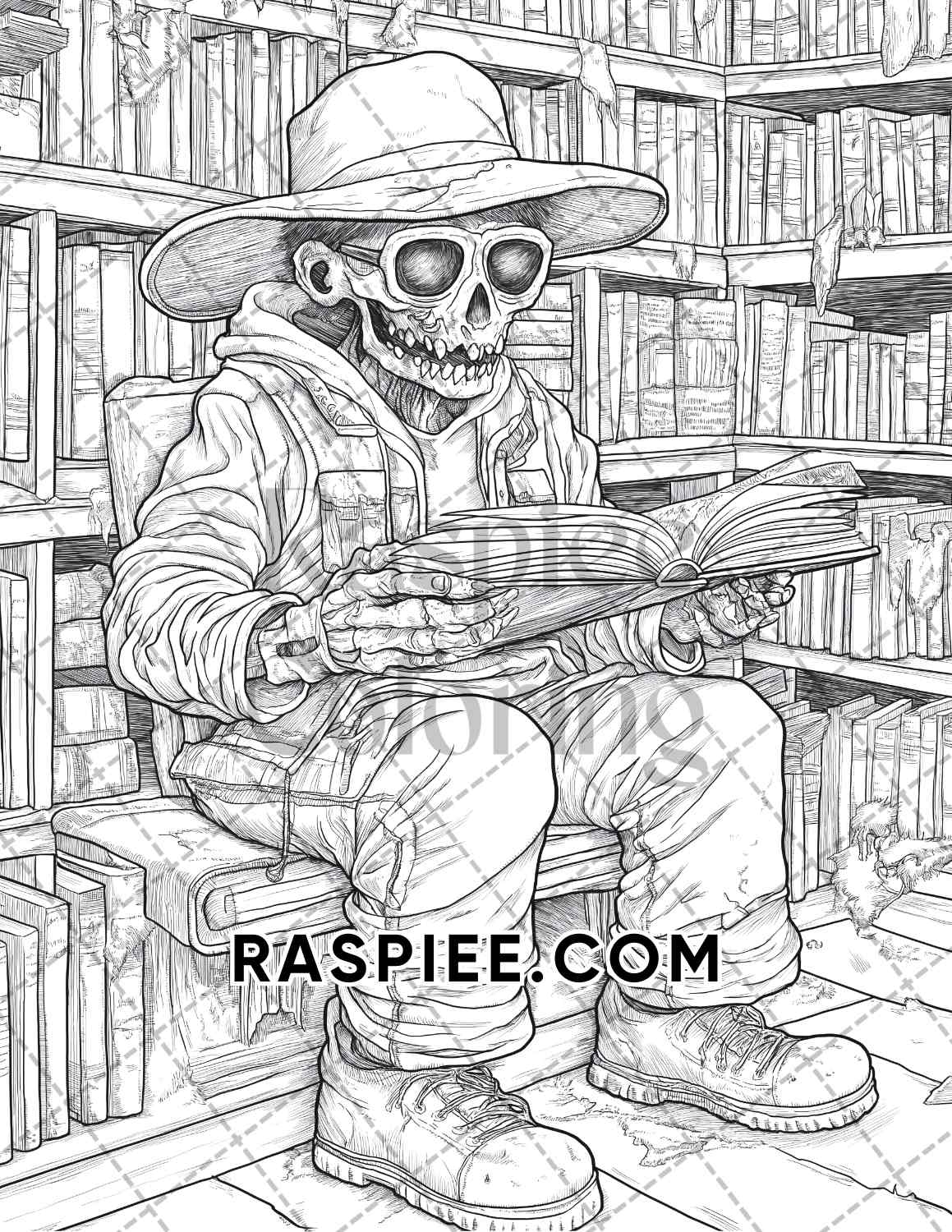 Scary Zombies Halloween Adult Coloring Pages Printable PDF Instant Download