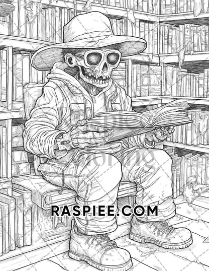 Scary Zombies Halloween Adult Coloring Pages Printable PDF Instant Download