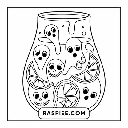 100 Bold Easy Spooky Food & Drinks Coloring Pages Printable PDF Instant Download - RASPIEE