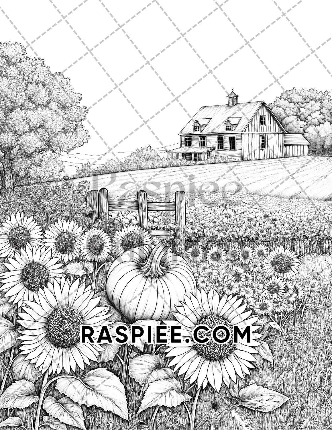 Fall Flowers Adult Coloring Pages Printable PDF Instant Download - RASPIEE