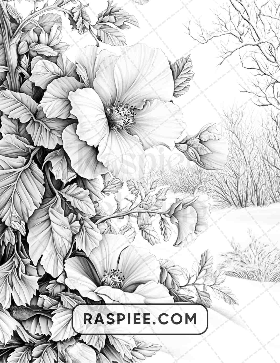 77 Winter Flowers Adult Coloring Pages