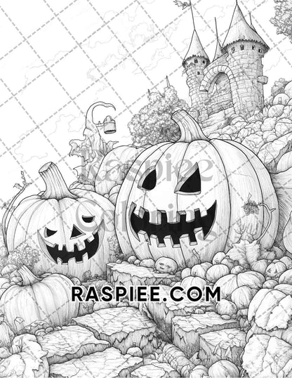 Halloween Surreal Adult Coloring Pages Printable PDF Instant Download - RASPIEE