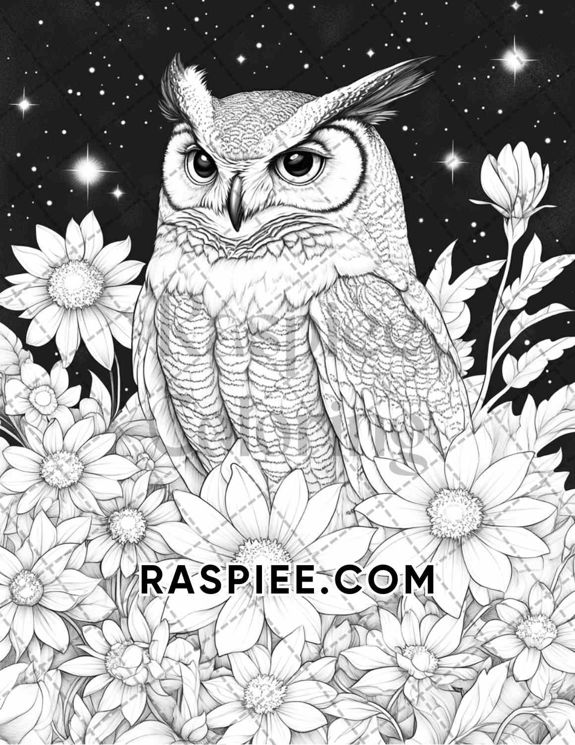 Flowers and Birds Adult Coloring Pages Printable PDF Instant Download - RASPIEE