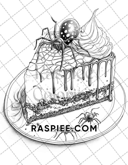 Spooky Desserts Halloween Adult Coloring Pages Printable PDF