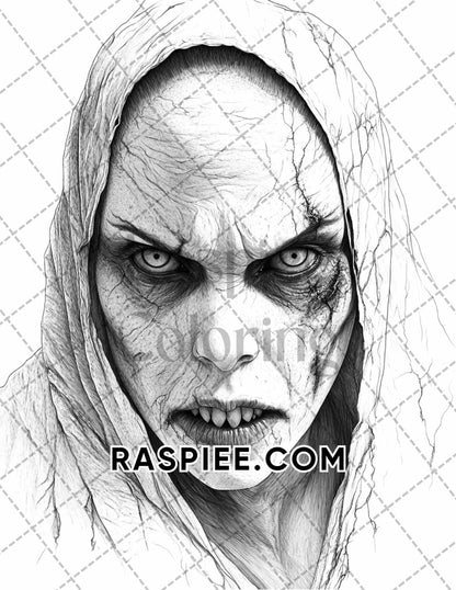 Legends of Horror Halloween Adult Coloring Pages Printable PDF Instant Download