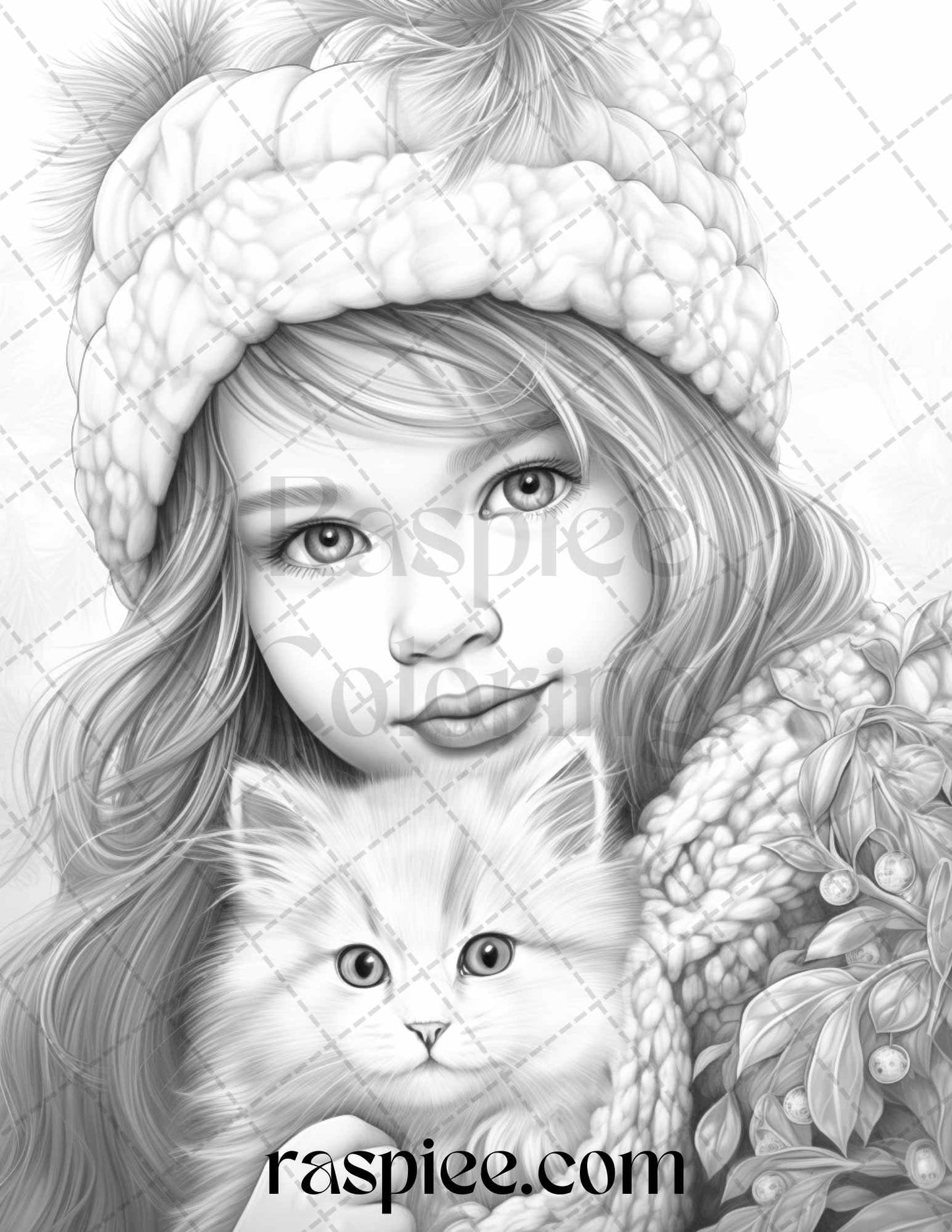 60 Beautiful Winter Girls Grayscale Coloring Pages Printable for Adults, PDF File Instant Download - raspiee