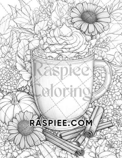 Fall Flowers Adult Coloring Pages Printable PDF Instant Download - RASPIEE