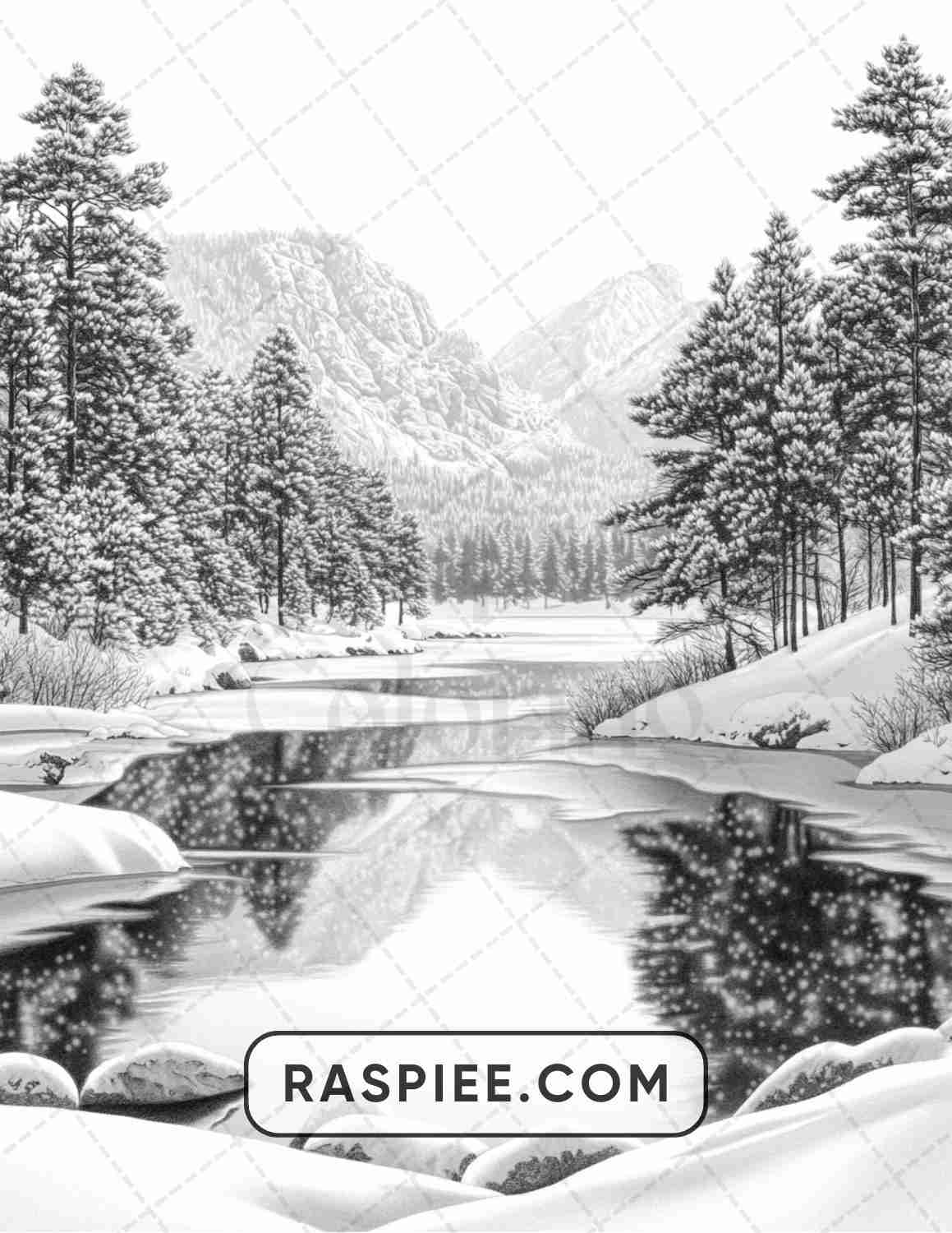 82 Winter Landscapes Adult Coloring Pages - RASPIEE